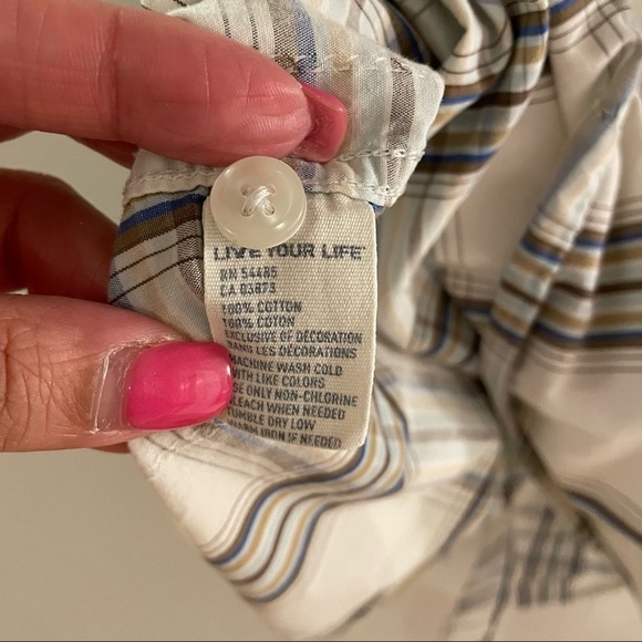 American Eagle Vintage Fit Pearl Snap Shirt Men's Size‎ M Beige Plaid - Picture 7 of 10